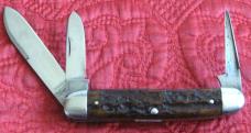 CATTARAUGUS 3 bl stock knife. Bone scales w/Ft. Worth Spudders shield CATTARAUGUS 3 bl stock knife. Bone scales w/Ft. Worth Spudders shield