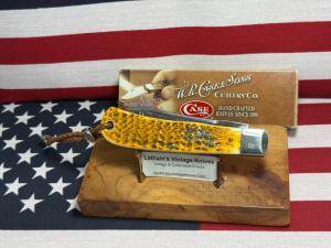 CASE XX USA 2012 BACKPOCKET TB61546 1/2 SS MEMPHIS CLUB KNIFE #11 GOLDEN ORANAGE BONE HANDLES