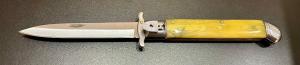 Italian-Style 11” Swing-Guard Leverlock Stiletto, Faux Honey Horn Scales