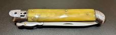 Italian-Style 11” Swing-Guard Leverlock Stiletto, Faux Honey Horn Scales Italian-Style 11” Swing-Guard Leverlock Stiletto, Faux Honey Horn Scales