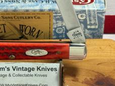 CASE XX USA 2001 DR KNIFE 6185 SS POCKETT WORN RED BONE HANDLES CASE XX USA 2001 DR KNIFE 6185 SS POCKETT WORN RED BONE HANDLES