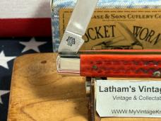 CASE XX USA 2001 DR KNIFE 6185 SS POCKETT WORN RED BONE HANDLES CASE XX USA 2001 DR KNIFE 6185 SS POCKETT WORN RED BONE HANDLES