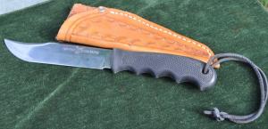 Large Fixed blade 11 1/2" OAL Colonial Made Tuf Stag Prov. USA Rubberized Handle With Finger Grooves