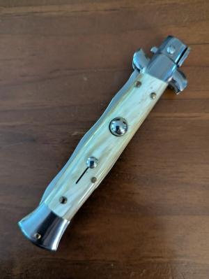 RENZO BELTRAME 23CM/9 INCH BLONDE HORN KRISS BLADE AUTOMATIC STILETTO 
