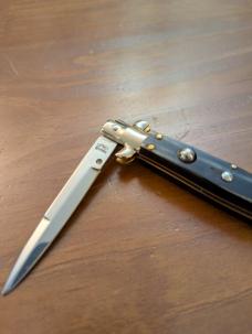 18CM-7 INCH PICKLOCK MADE IN MANIAGO ITALY BAYONET STILETTO IN BRAZILIAN HORN 18CM-7 INCH PICKLOCK MADE IN MANIAGO ITALY BAYONET STILETTO IN BRAZILIAN HORN