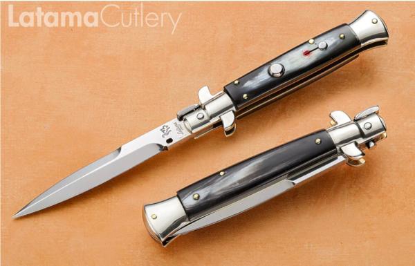 Latama Italy New 9-inch 5mm Picklock Brazilian Black & White Horn Auto Stiletto Latama Italy New 9-inch 5mm Picklock Brazilian Black & White Horn Auto Stiletto