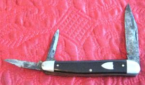 SCHRADE 3 blade Whittler w/ slick black scales