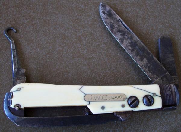 Antique & large Sheffield "RANDOLPH KNIFE" Horseman's Knife J. GIBBINS & SONS Ivory handles Antique & large Sheffield "RANDOLPH KNIFE" Horseman's Knife J. GIBBINS & SONS Ivory handles