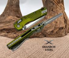 Microtech MSI RAM LOK Mini OD Green Frag Aluminum Handles w/ Apocalyptic M390MK 210M-10APFROD Microtech MSI RAM LOK Mini OD Green Frag Aluminum Handles w/ Apocalyptic M390MK 210M-10APFROD