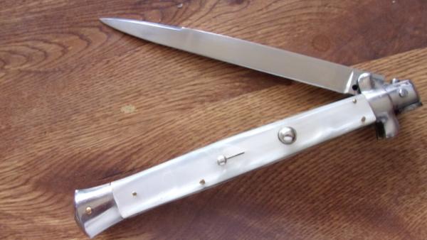 13-1/4 OA Italian Transition stiletto in pearl 13-1/4 OA Italian Transition stiletto in pearl