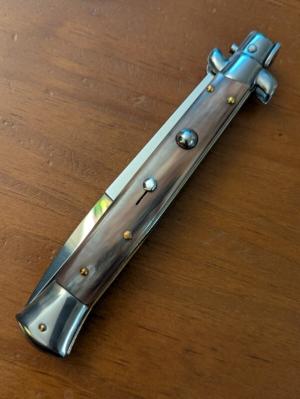 FRANK BELTRAME 28CM-11" BAYONET BLADE STILETTO BRAZILIAN HONEY HORN...NEW AND ROWDY! 