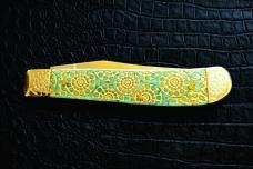 CASE 2015 KALEIDOSCOPE ETCHED CARIBBEAN BLUE BONE 1-BLADE MINI TRAPPER CASE 2015 KALEIDOSCOPE ETCHED CARIBBEAN BLUE BONE 1-BLADE MINI TRAPPER