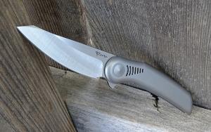 Reate Gent 9 Flipper Frame Lock Knife Light Bead Blasted Titanium Handle M390 Blade - NEW