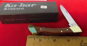 KABAR USA WOOD SCALES LOCKBACK IN KABAR IN BOX MODEL 1187 PRE-OWNED MINT