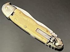 Rare HUBERTUS “Parakeet”Mammoth Ivory Handles Kris Sword Shape Blade “L Shape Lever” FAST 3-1/2 MINT Rare HUBERTUS “Parakeet”Mammoth Ivory Handles Kris Sword Shape Blade “L Shape Lever” FAST 3-1/2 MINT
