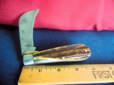 KUTMASTER HUGE STAG SCALES LINER LOCK HAWKBILL UTICA NY USA KUTMASTER HUGE STAG SCALES LINER LOCK HAWKBILL UTICA NY USA