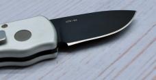 Pro-Tech Knives Runt-107 Silver Handle Black Blade & Box Pro-Tech Knives Runt-107 Silver Handle Black Blade & Box