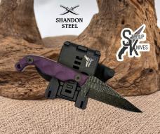 Stroup Knives Mini Fixed Knife 3" 1095HC Steel Full Tang Blade Purple G10 Handle Stroup Knives Mini Fixed Knife 3" 1095HC Steel Full Tang Blade Purple G10 Handle