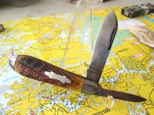 VTG ROBESON SHUREDGE ROCHESTER Jigged Worm Groove Bone Tear drop Knife 62229-1-4