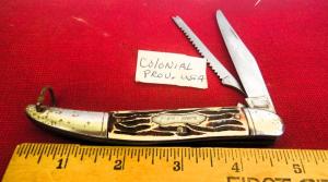 SEVERAL YEARS OLD COLONIAL FISH KNIFE USA APPROX. 4-3/4" CLOSED LIGHTLY USED MORE LIKE POOR STORAGE