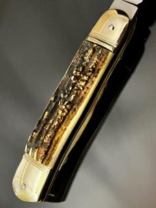 Vintage 1980’s HUBERTUS W.GERMANY THICK GNARLY STAG HORN LEVER LOCK LIGHTNING FAST KNIFE 4-3/8” MINT Vintage 1980’s HUBERTUS W.GERMANY THICK GNARLY STAG HORN LEVER LOCK LIGHTNING FAST KNIFE 4-3/8” MINT