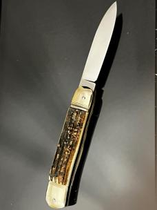 Vintage 1980’s HUBERTUS W.GERMANY THICK GNARLY STAG HORN LEVER LOCK LIGHTNING FAST KNIFE 4-3/8” MINT Vintage 1980’s HUBERTUS W.GERMANY THICK GNARLY STAG HORN LEVER LOCK LIGHTNING FAST KNIFE 4-3/8” MINT