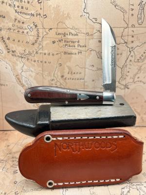 NORTHWOODS KNIVES GEC GREAT EASTERN CUTLERY OCOEE JACK Red Linen Micarta + Slip