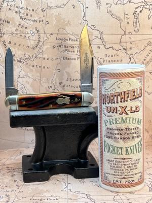 GEC Great Eastern Cutlery 66 Northfield Lil Cowboy 661225 Amber Worm Groove Bone