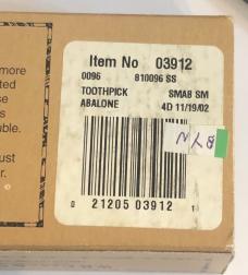 New in Original Clamshell and Sleeve 2002 Case Abalone Tiny Toothpick w/the Clamshell badge New in Original Clamshell and Sleeve 2002 Case Abalone Tiny Toothpick w/the Clamshell badge