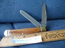 VINTAGE 4-1/8" SCHRADE+USA LTD WOOD SCALE TRAPPER PRE OWNED VERY NICE VINTAGE 4-1/8" SCHRADE+USA LTD WOOD SCALE TRAPPER PRE OWNED VERY NICE