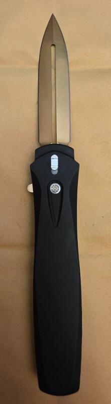 Pro-Tech Dark Angel OTF Automatic Knife Black Handle (3.7" Gold Ti )