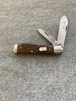SPECTACULAR!! RARE!! Antique J. RUSSELL & CO., GREEN RIVER WORKS, Bone Handle, Dog-Leg-Jack Knife