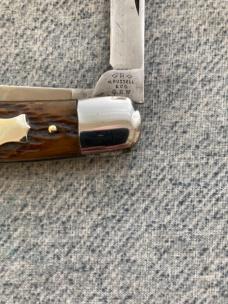 SPECTACULAR!! RARE!! Antique J. RUSSELL & CO., GREEN RIVER WORKS, Bone Handle, Dog-Leg-Jack Knife SPECTACULAR!! RARE!! Antique J. RUSSELL & CO., GREEN RIVER WORKS, Bone Handle, Dog-Leg-Jack Knife