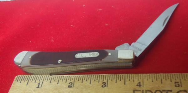 SCHRADE OLD TIMER 94OT PROJECT KNIFE USED LITTLE IF ANY FROM A FEW YEARS BACK DELRIN & BRASS LINER