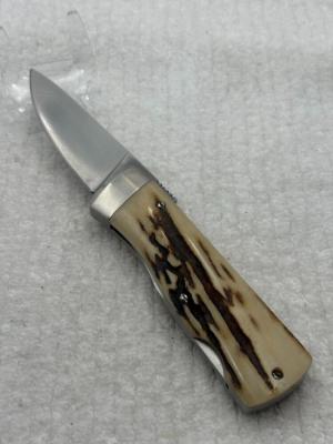 Benchmark Sliding Lockback 1 Blade Stag Pocket Knife (48)