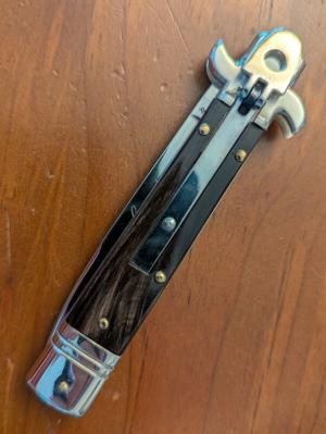 20CM-8 INCH AKC LEVERLETTO SWEDGE BLADE DARK BRAZILIAN SCALES NICKEL SILVER BOLSTERS AUTOMATIC  
