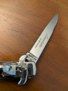 20CM-8 INCH AKC LEVERLETTO SWEDGE BLADE DARK BRAZILIAN SCALES NICKEL SILVER BOLSTERS AUTOMATIC 20CM-8 INCH AKC LEVERLETTO SWEDGE BLADE DARK BRAZILIAN SCALES NICKEL SILVER BOLSTERS AUTOMATIC