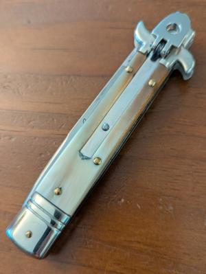 20CM-8 INCH AKC LEVERLETTO SWEDGE BLADE BRAZILIAN HORN NICKEL SILVER BOLSTERS AUTOMATIC  