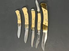5 Schrade Scrimshaw folding pocket knives 5 Schrade Scrimshaw folding pocket knives