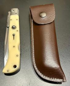 Italian-Style "Roma" 11" Swing-Guard Lockback Knife, Faux Ivory Scales Italian-Style "Roma" 11" Swing-Guard Lockback Knife, Faux Ivory Scales