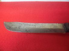 OLDER PRE-OWNED WELL MADE "NO ID" BUTCHER KNIFE APPROX 11-1/2" WITH GOOD STEEL WOOD HANDLE AND EDGE OLDER PRE-OWNED WELL MADE "NO ID" BUTCHER KNIFE APPROX 11-1/2" WITH GOOD STEEL WOOD HANDLE AND EDGE