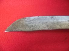 OLDER PRE-OWNED WELL MADE "NO ID" BUTCHER KNIFE APPROX 11-1/2" WITH GOOD STEEL WOOD HANDLE AND EDGE OLDER PRE-OWNED WELL MADE "NO ID" BUTCHER KNIFE APPROX 11-1/2" WITH GOOD STEEL WOOD HANDLE AND EDGE