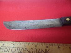 OLDER PRE-OWNED WELL MADE "NO ID" BUTCHER KNIFE APPROX 11-1/2" WITH GOOD STEEL WOOD HANDLE AND EDGE OLDER PRE-OWNED WELL MADE "NO ID" BUTCHER KNIFE APPROX 11-1/2" WITH GOOD STEEL WOOD HANDLE AND EDGE