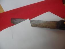 OLDER PRE-OWNED WELL MADE "NO ID" BUTCHER KNIFE APPROX 11-1/2" WITH GOOD STEEL WOOD HANDLE AND EDGE OLDER PRE-OWNED WELL MADE "NO ID" BUTCHER KNIFE APPROX 11-1/2" WITH GOOD STEEL WOOD HANDLE AND EDGE