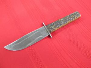VTG 4 Line Stamp Camillus USA Sword Brand Outers Knife Jigged Bone Fixed Blade Knife 