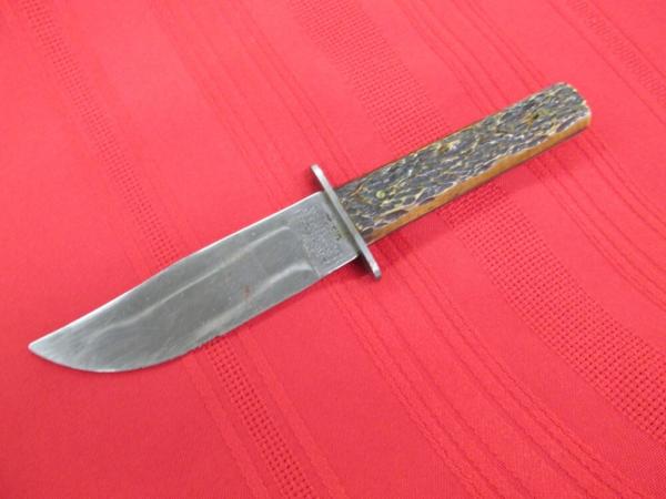 VTG 4 Line Stamp Camillus USA Sword Brand Outers Knife Jigged Bone Fixed Blade Knife VTG 4 Line Stamp Camillus USA Sword Brand Outers Knife Jigged Bone Fixed Blade Knife
