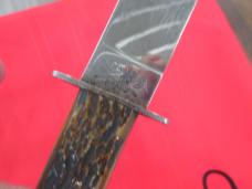 VTG 4 Line Stamp Camillus USA Sword Brand Outers Knife Jigged Bone Fixed Blade Knife VTG 4 Line Stamp Camillus USA Sword Brand Outers Knife Jigged Bone Fixed Blade Knife
