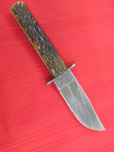 VTG 4 Line Stamp Camillus USA Sword Brand Outers Knife Jigged Bone Fixed Blade Knife VTG 4 Line Stamp Camillus USA Sword Brand Outers Knife Jigged Bone Fixed Blade Knife