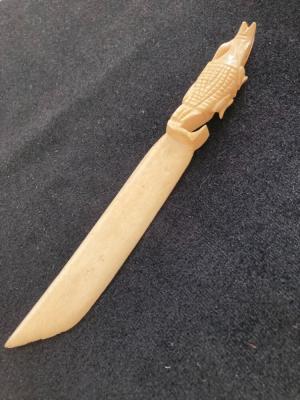 Vintage Folk Art Carved Ivory Alligator Knife/Letter Opener