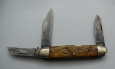Unmarked Pocket Knife In Very Good Condition With Brown Bone Covers 3 3/8 Unmarked Pocket Knife In Very Good Condition With Brown Bone Covers 3 3/8
